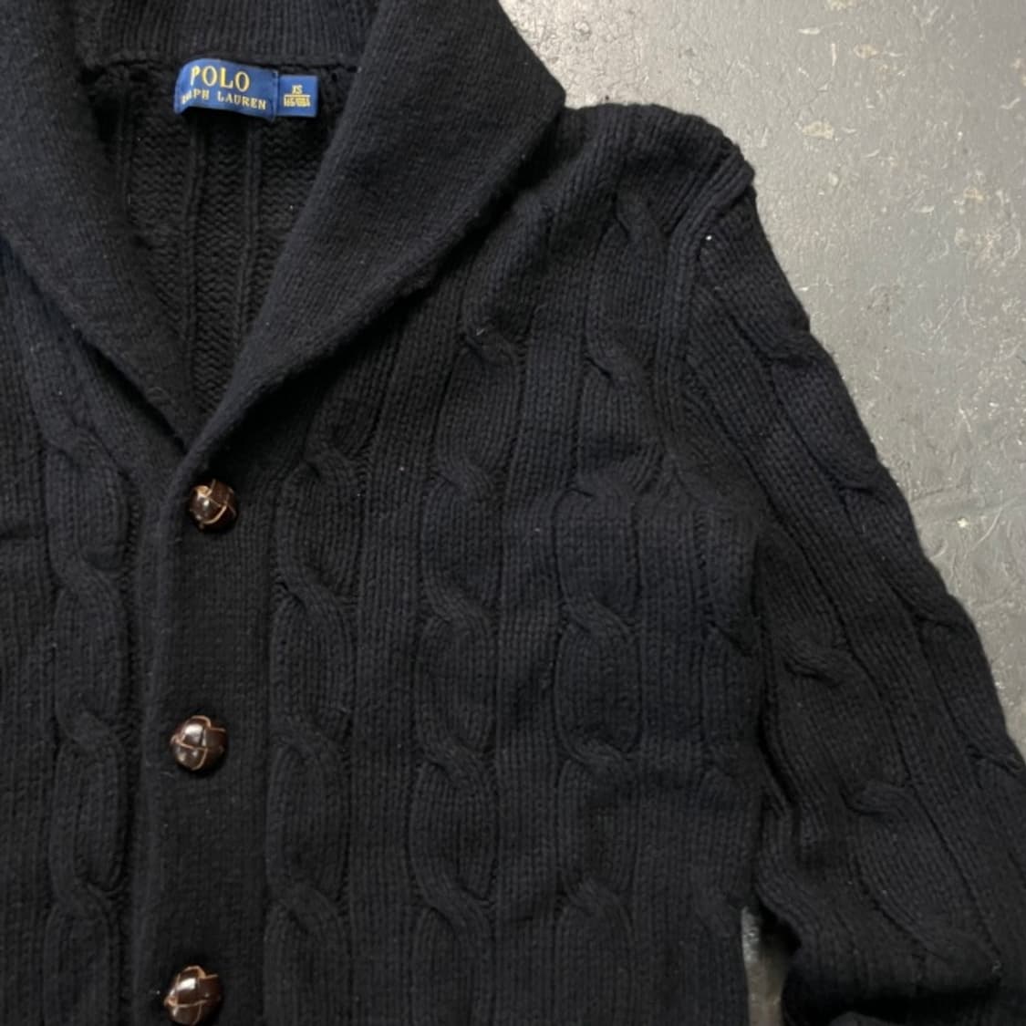 90 폴로 랄프로렌 꽈배기 숄카라 가디건 상품이미지2