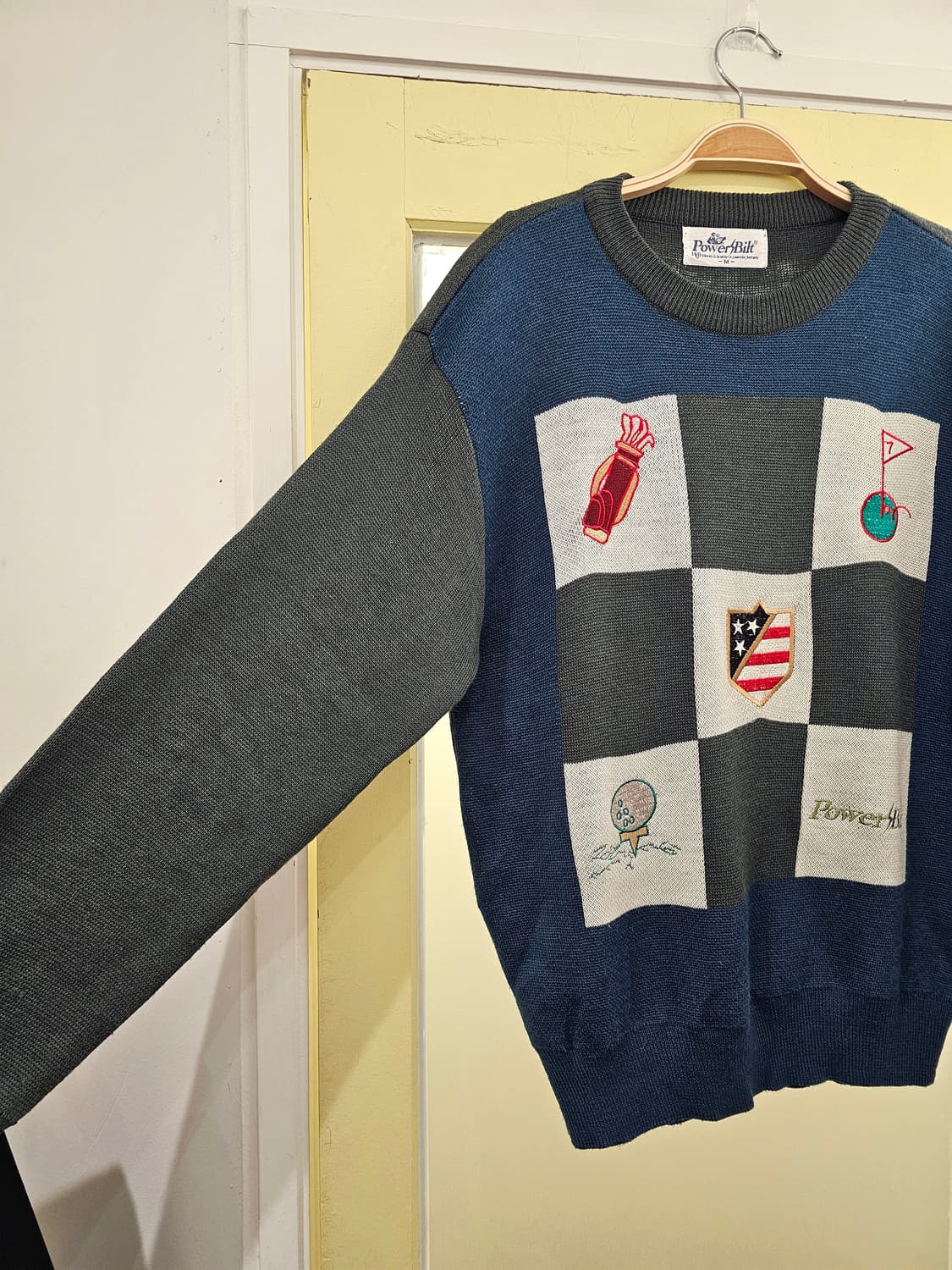 USA 80's PowerBilt 골프자수 울 니트 상품이미지3