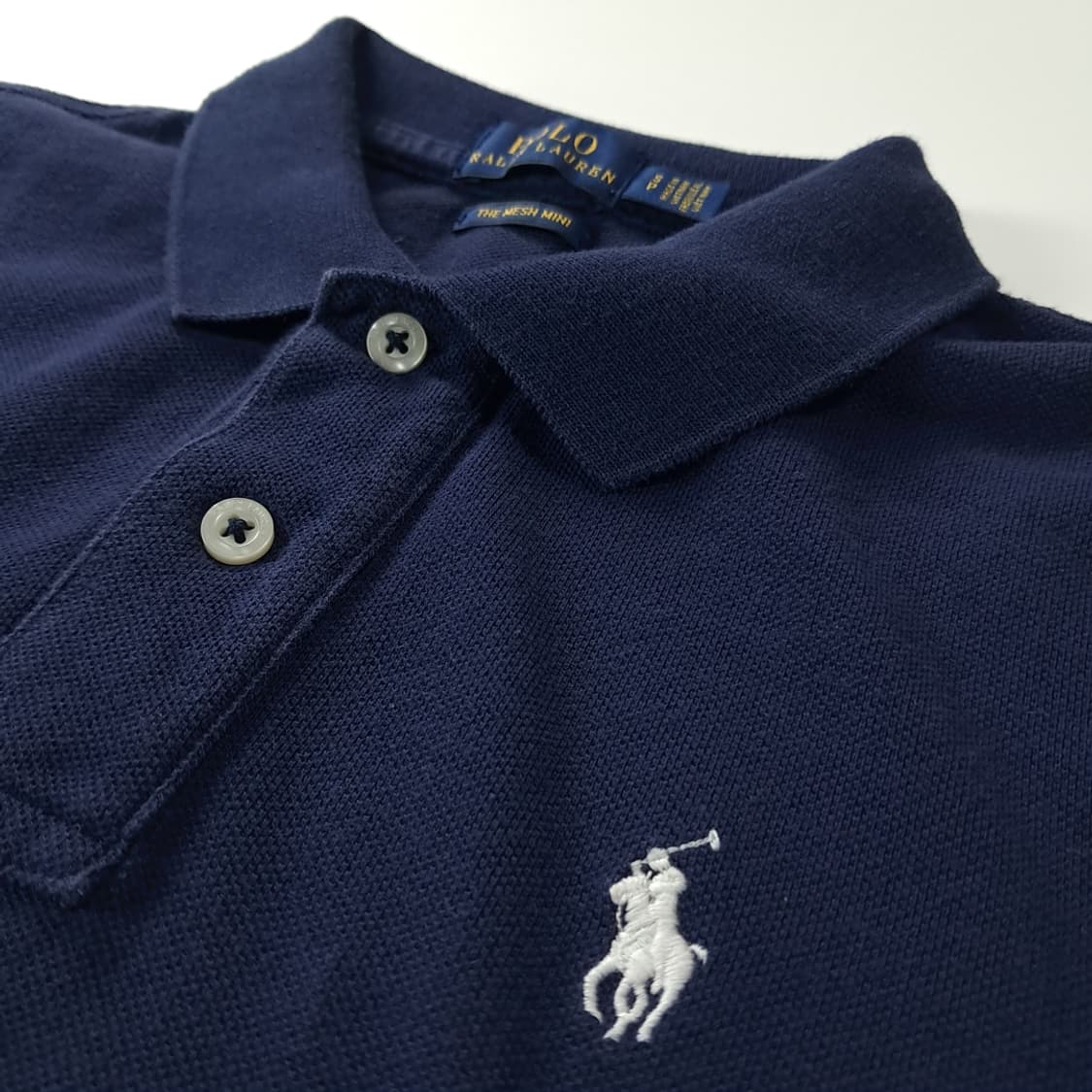 CK174 S 폴로 화이트포니 다크네이비 메쉬 미니 원피스 상품이미지4