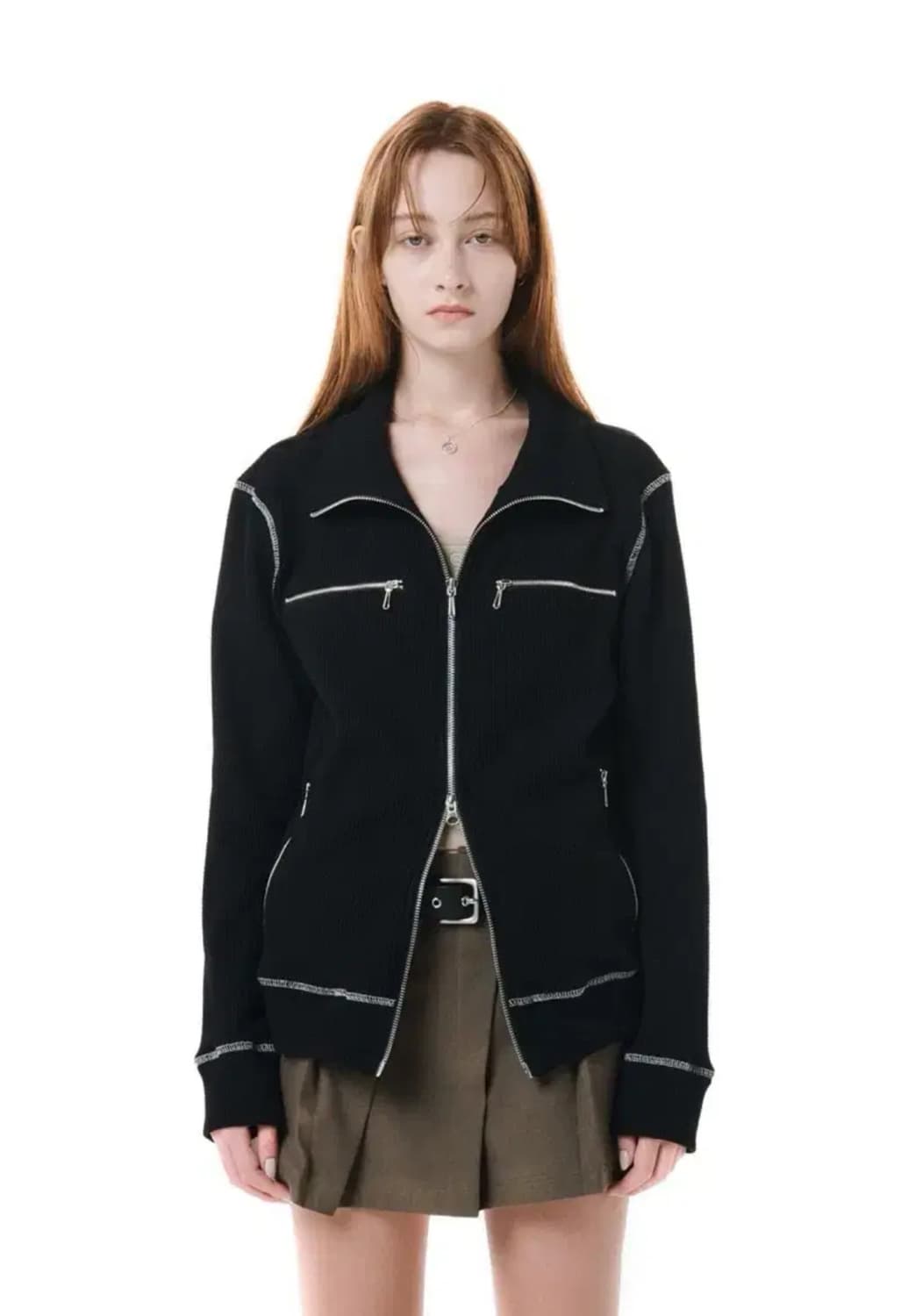 세릭 스티치 하이넥 집업 상품이미지3