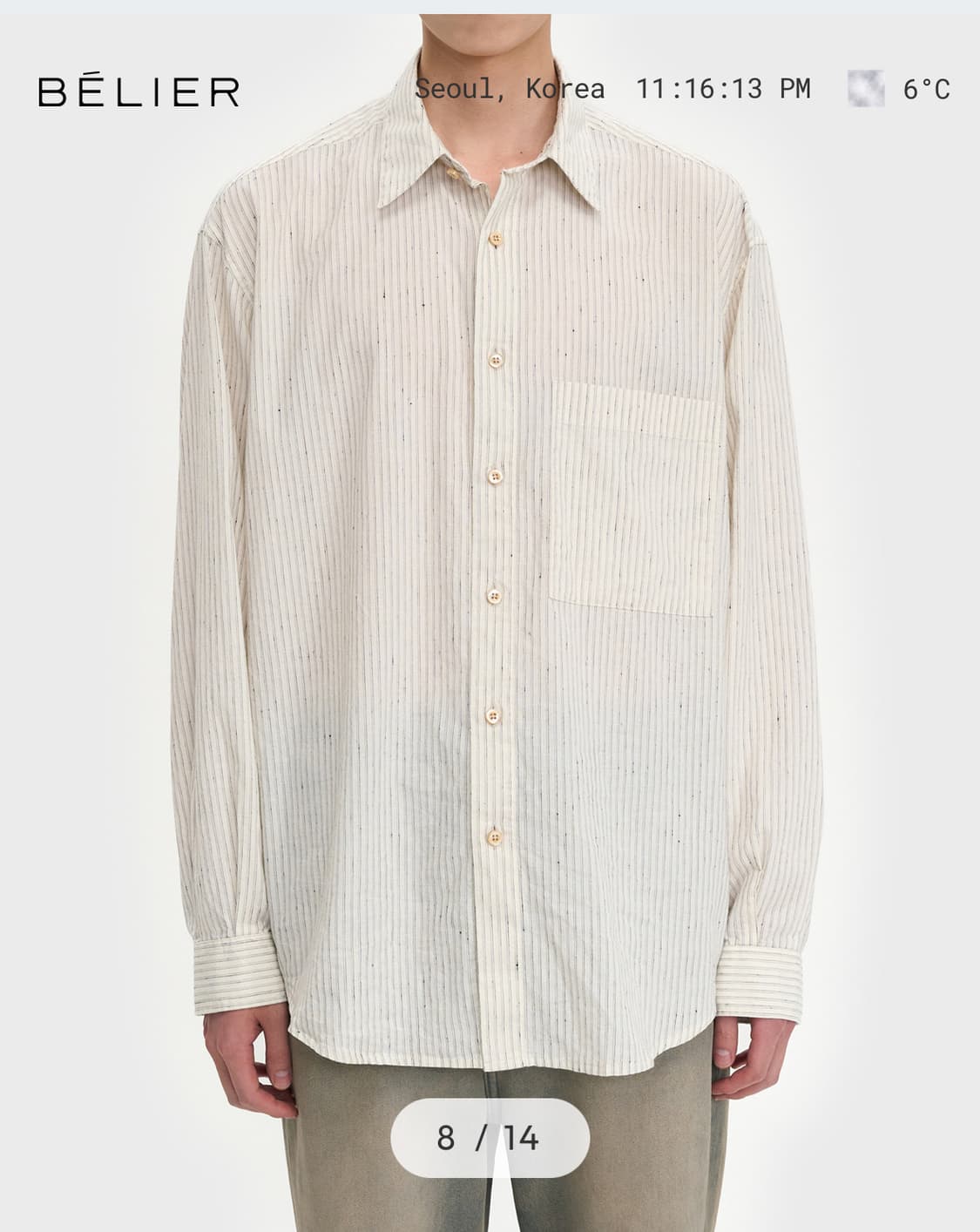 벨리에 다운 타임 치코 셔츠 - 오가닉 네로우 스트라이프 05 상품이미지1