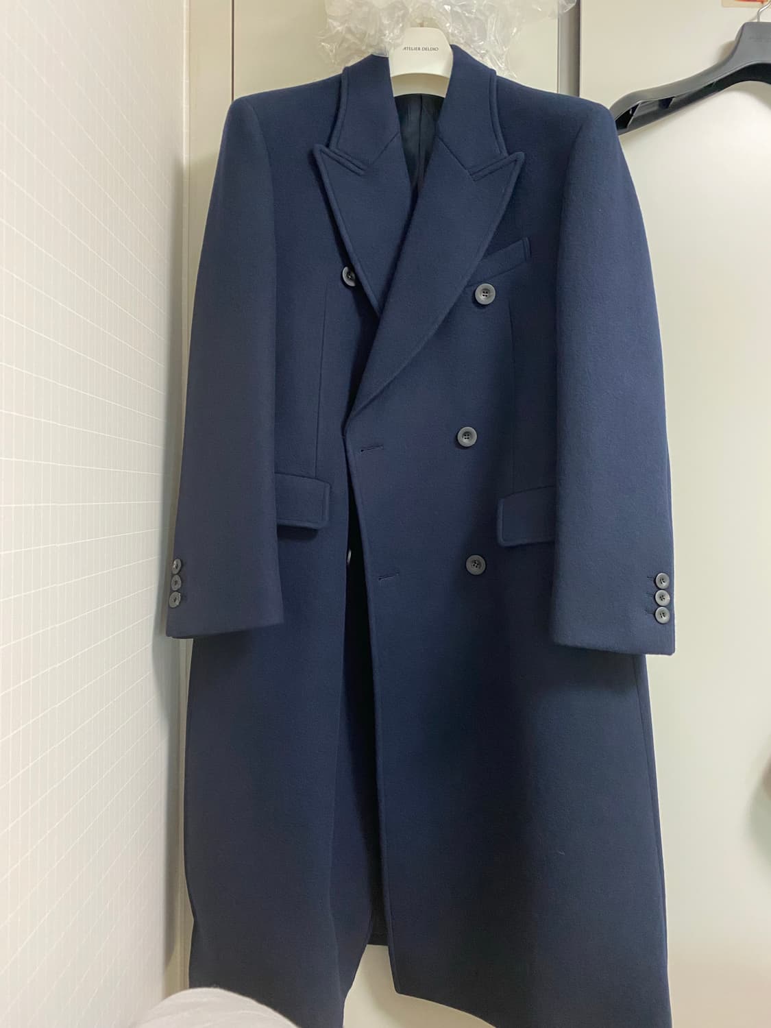 새상품)아틀리에델디오 멜톤 울 더블 코트100M-다크네이비 상품이미지3