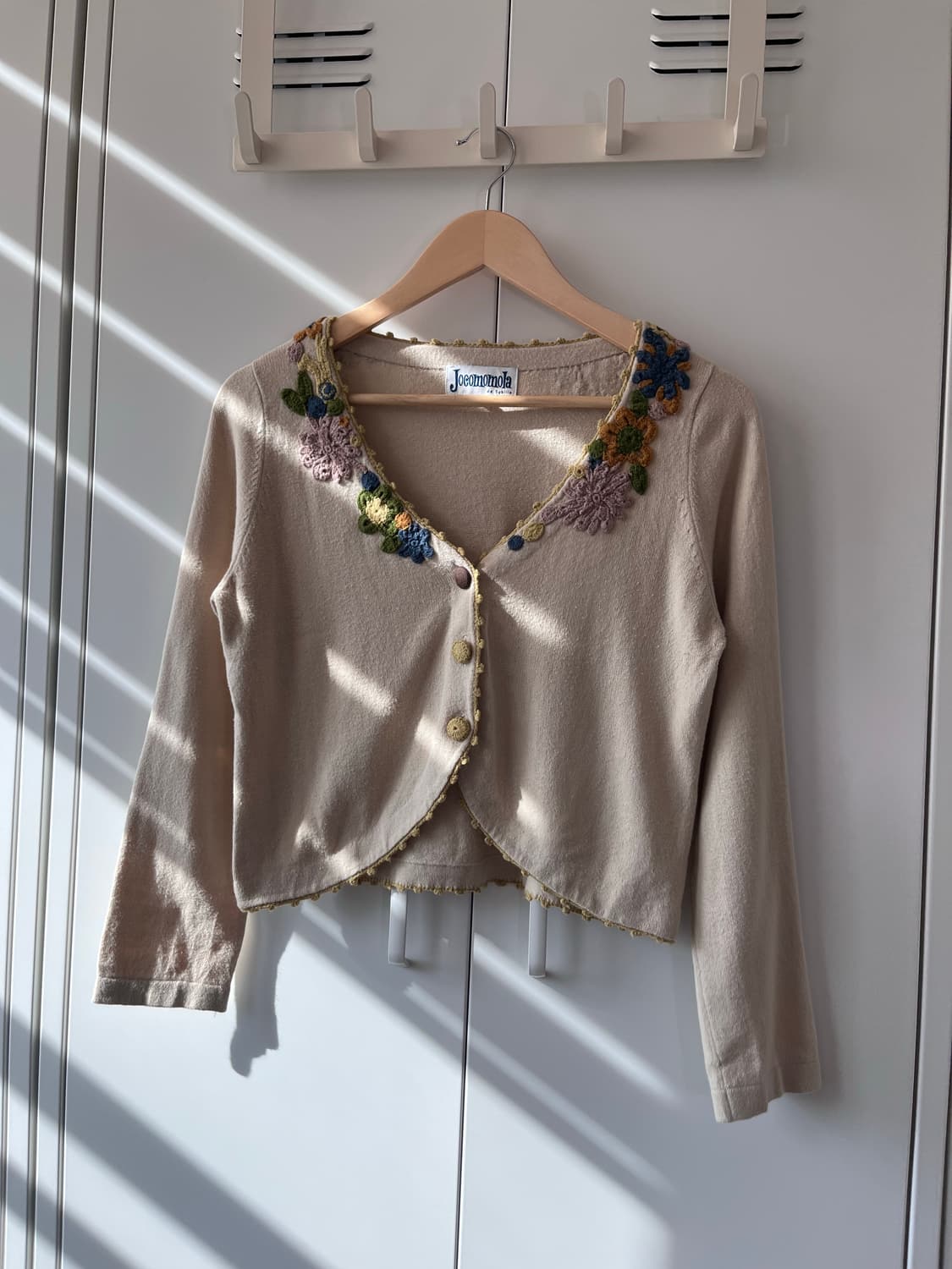 Jocomomola 꽃 뜨개 자수 볼레로 니트 가디건 상품이미지5