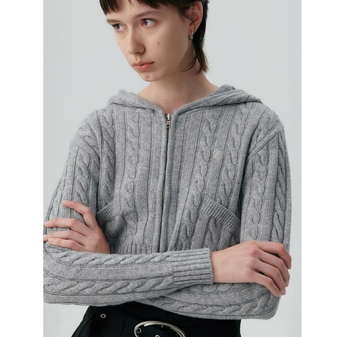 [택O] 큐리티 케이블 니트집업 아이보리 상품이미지2