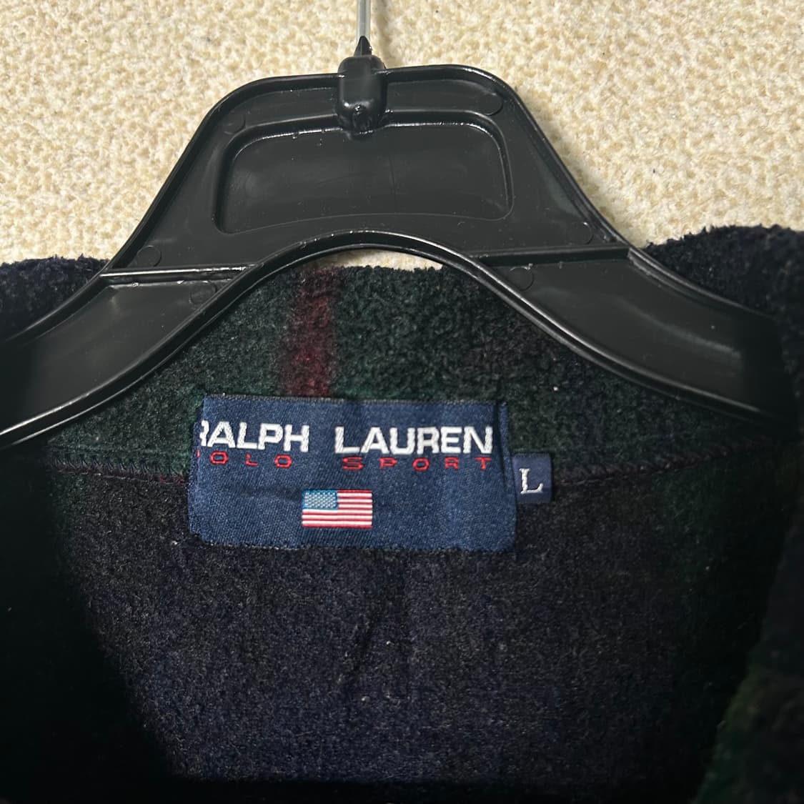 (M) 90s 폴로 랄프로렌 USA 체크 하프집업 플리스 상품이미지6