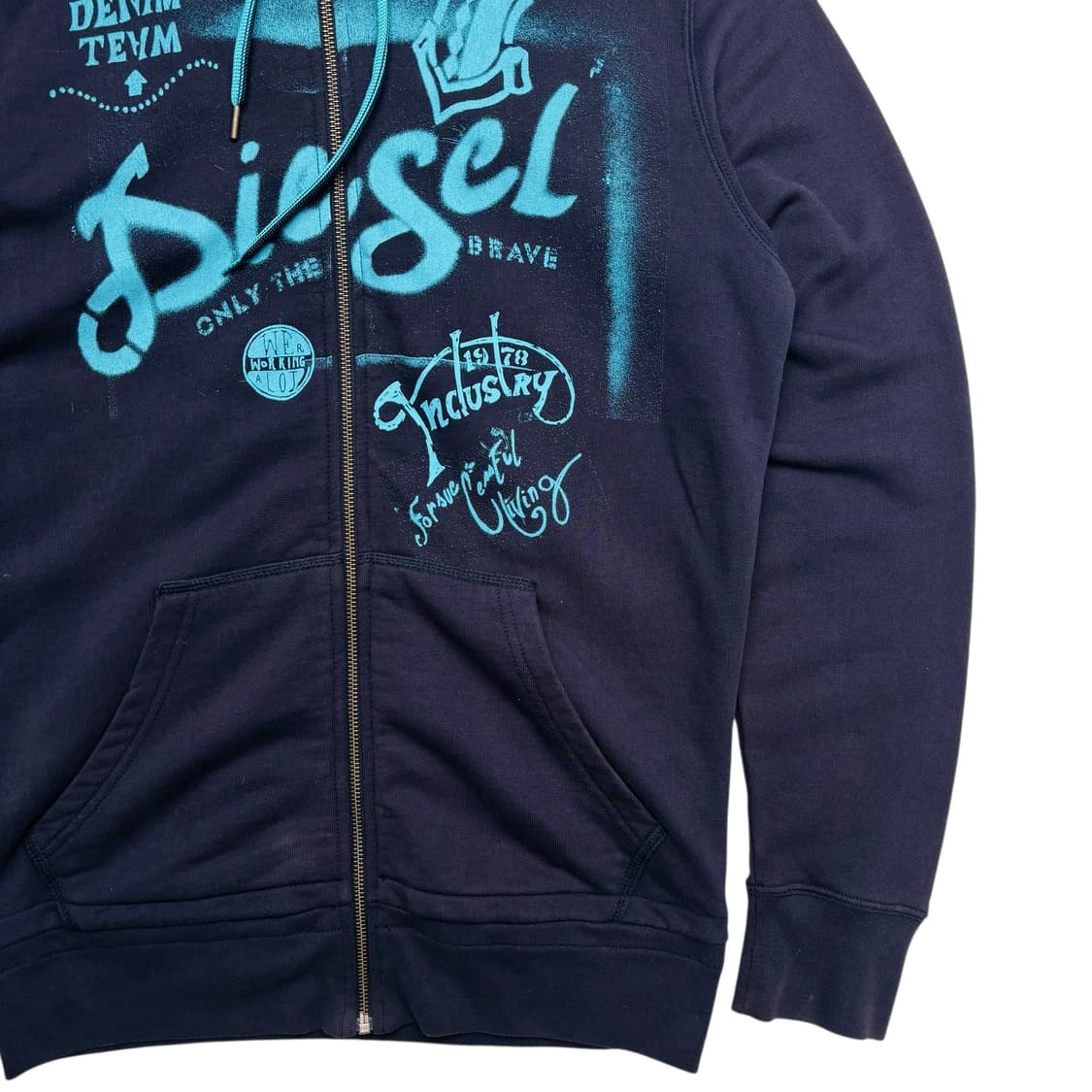 디젤 프린팅 코튼 네이비 후드집업 M 상품이미지3