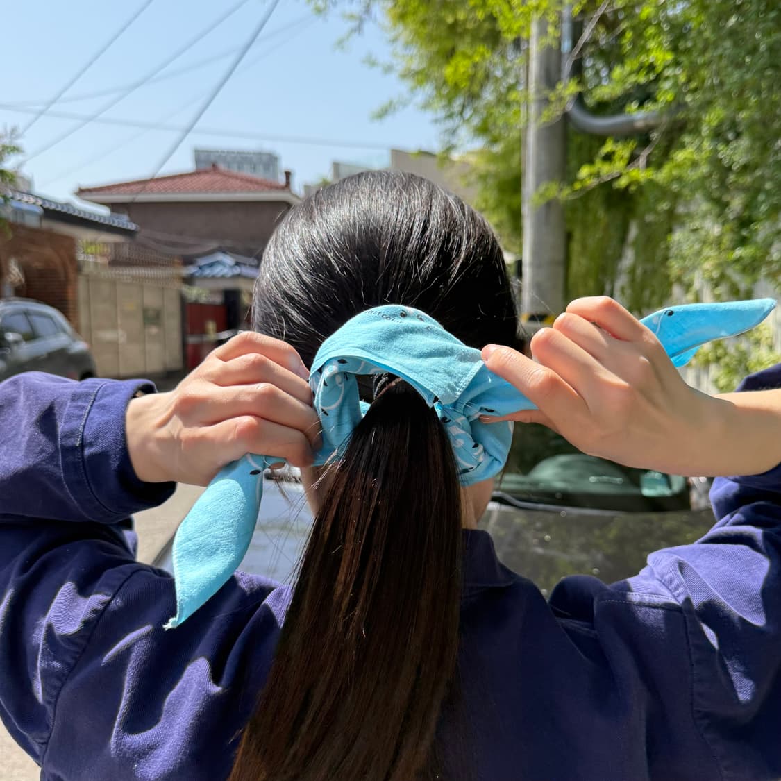 70-80s 스카이 블루 페이즐리 반다나 상품이미지5