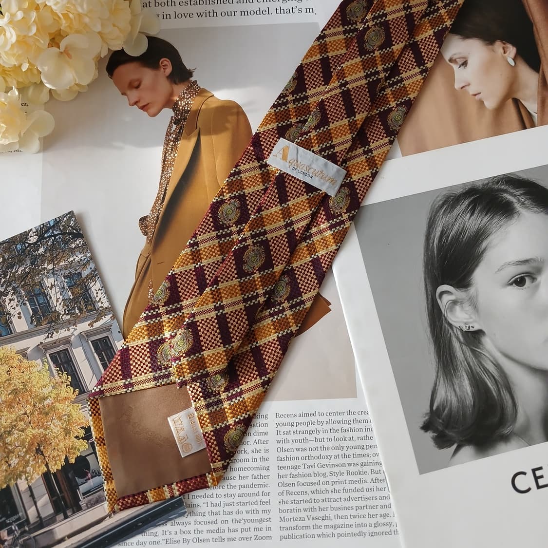 아쿠아스큐텀 실크 체크 크레스트 넥타이 9.5cm A+등급 A19290
 상품이미지6