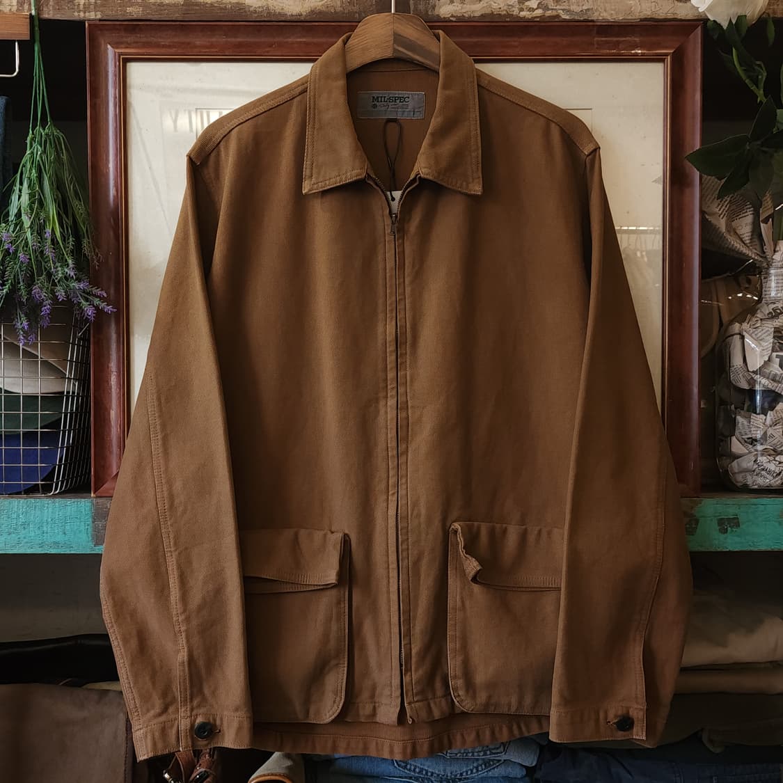 90s 밀스펙 캔버스 자켓 헌팅 초어자켓 브라운 L 상품이미지2