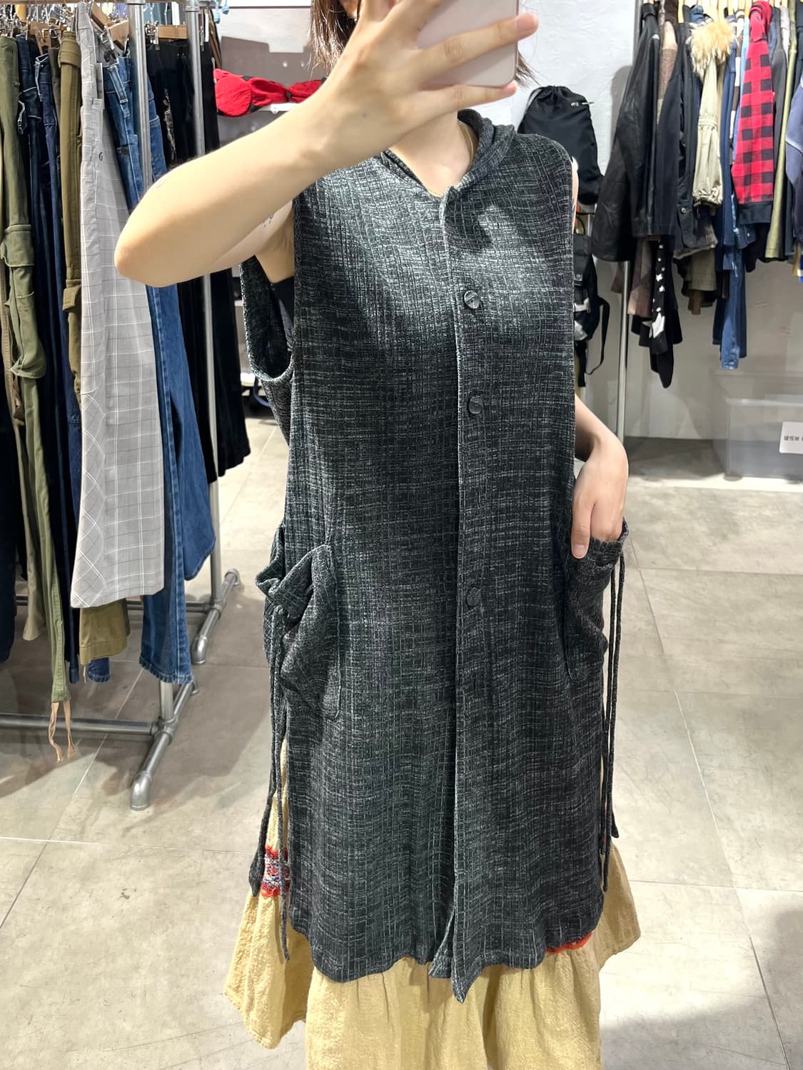 일본 빈티지 포켓 후드 롱 가디건 상품이미지1