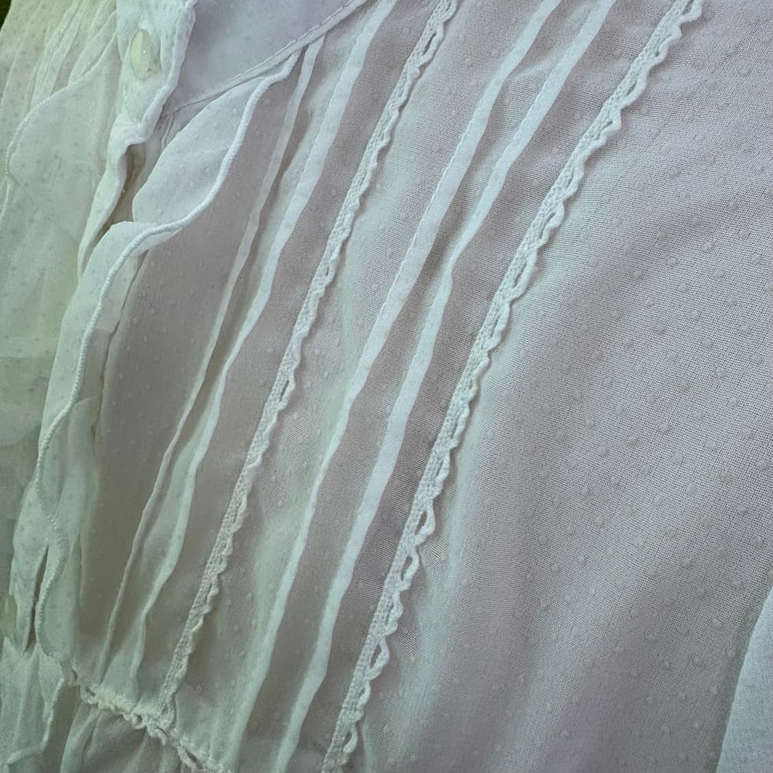 일본 빈티지 도트 시스루 디테일 셔츠 모리 라떼갸루 프레피 상품이미지4