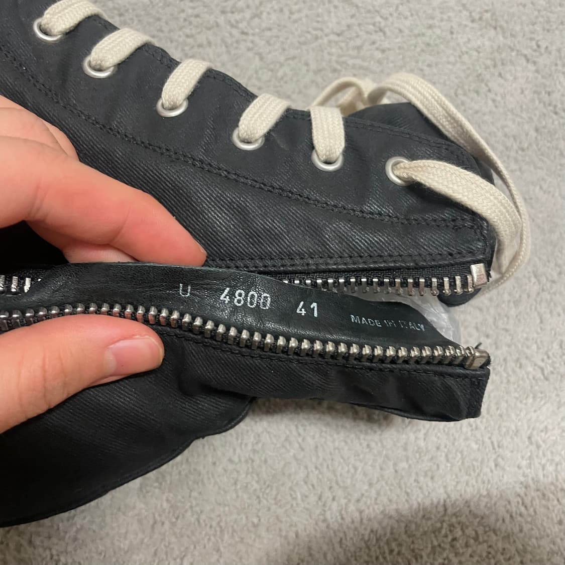 41) 릭오웬스 다크쉐도우 코팅 캔버스 릭컨 라몬즈 하이탑 상품이미지7