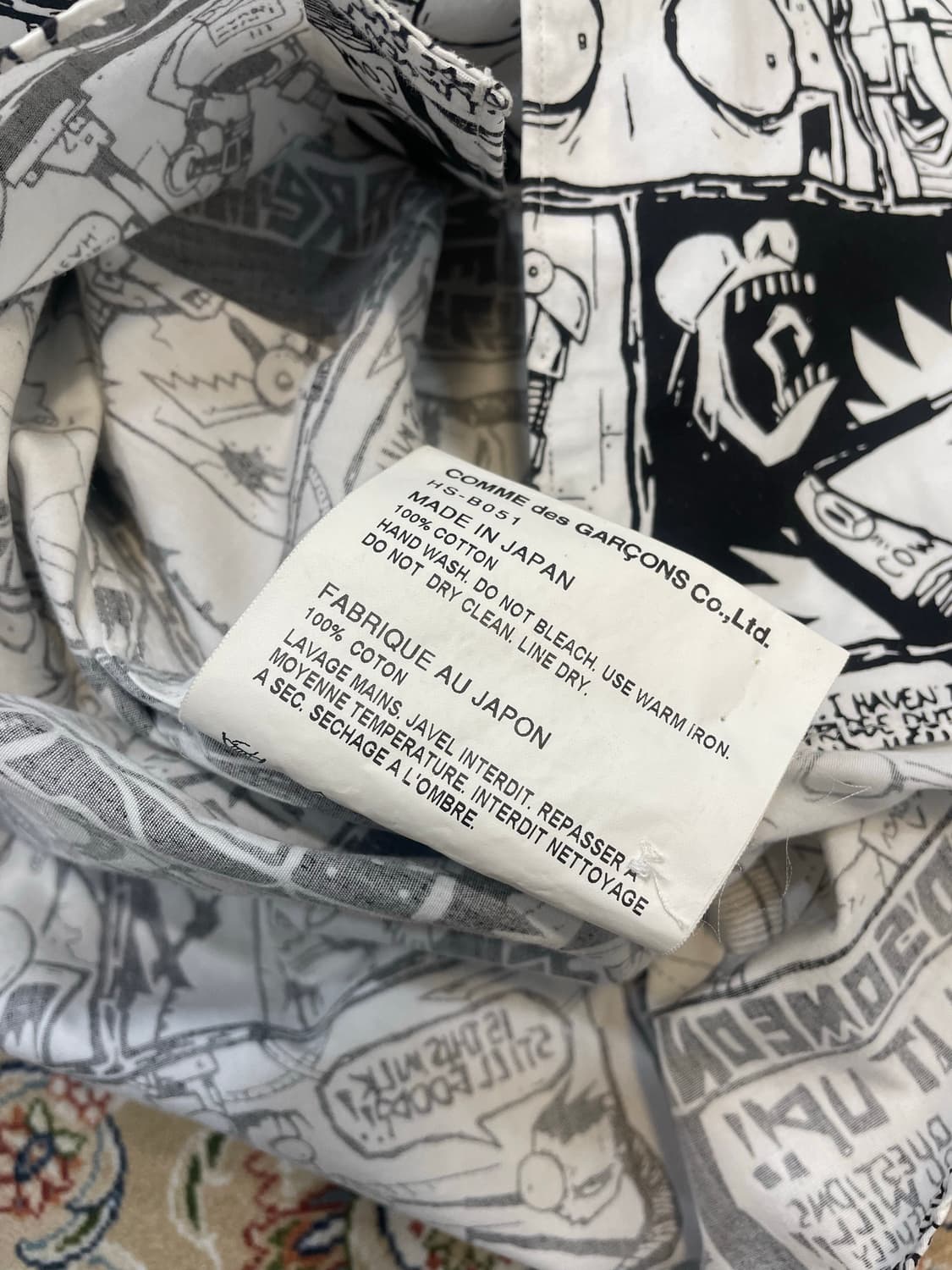 꼼데가르송 옴므 카툰 셔츠 S 상품이미지5