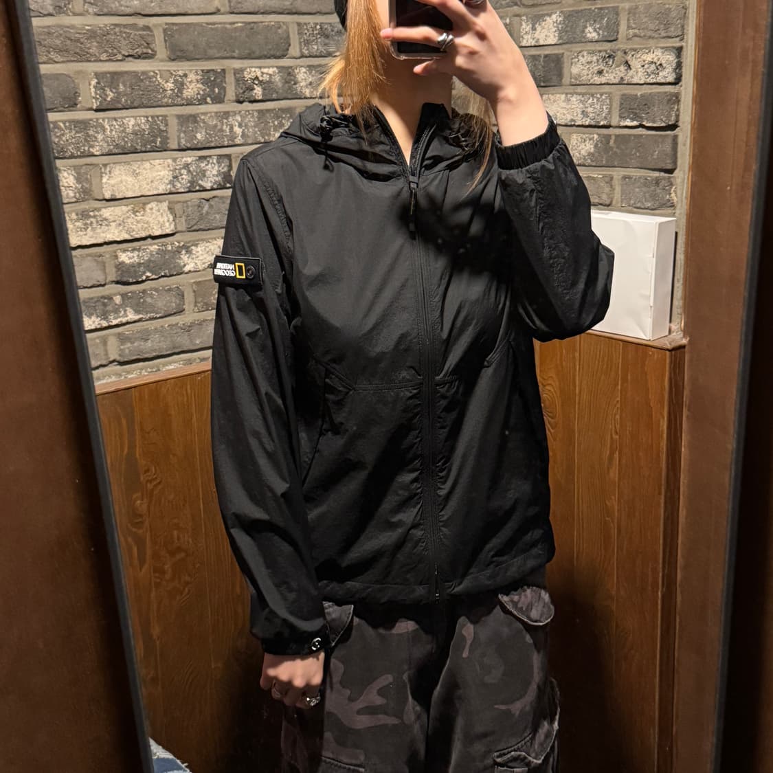 S) 내셔널지오그래픽 바람막이 후드 자켓 블랙 상품이미지10