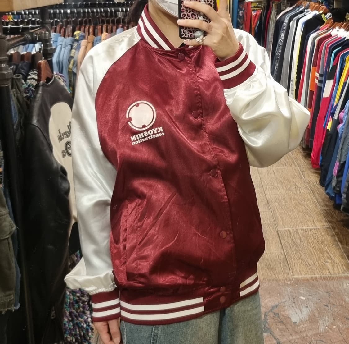 [Hi] vtg 빈티지 바시티 새틴 야구점퍼 버건디 상품이미지3
