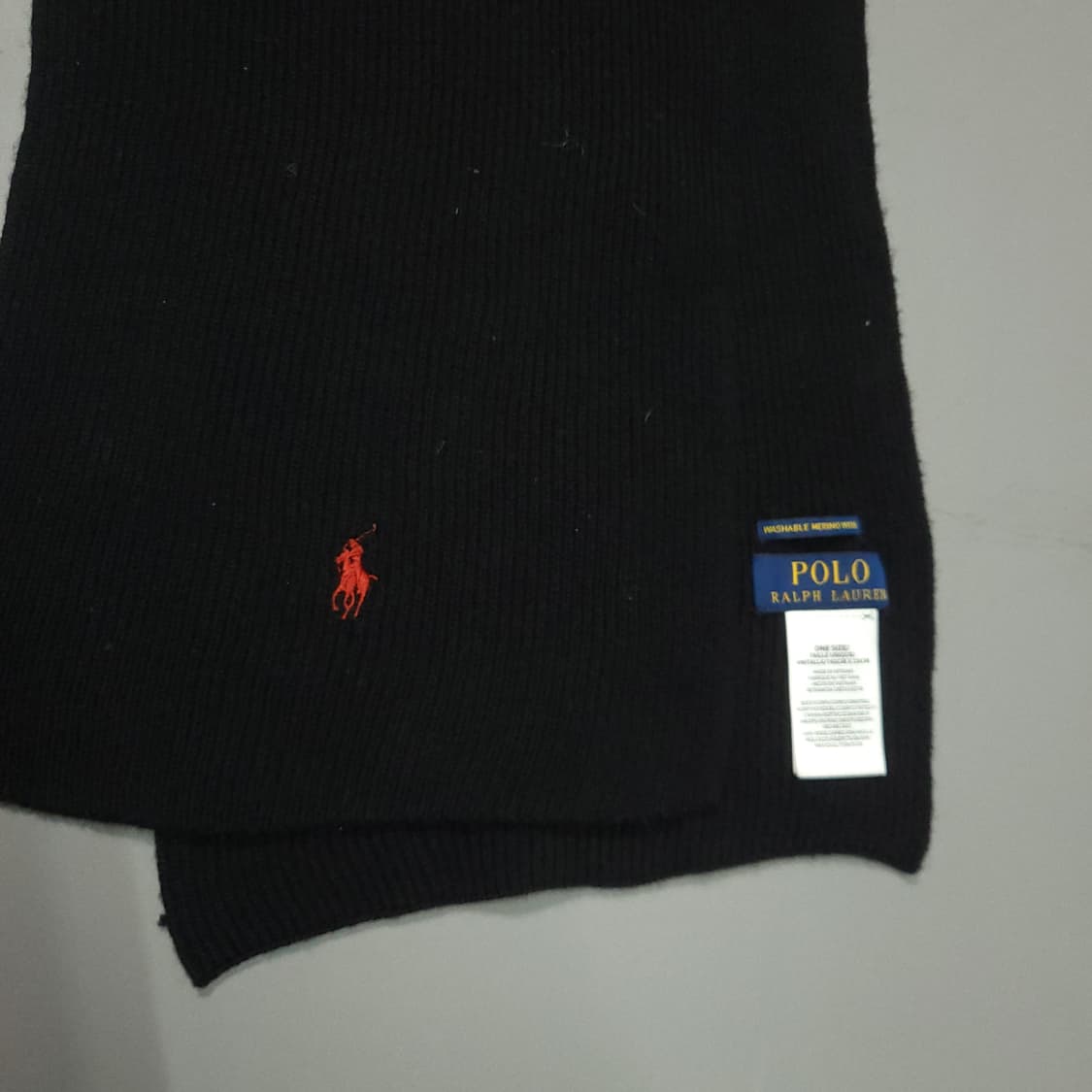 폴로 랄프로렌 신형 QR택 메리노울 머플러 블랙 상품이미지5