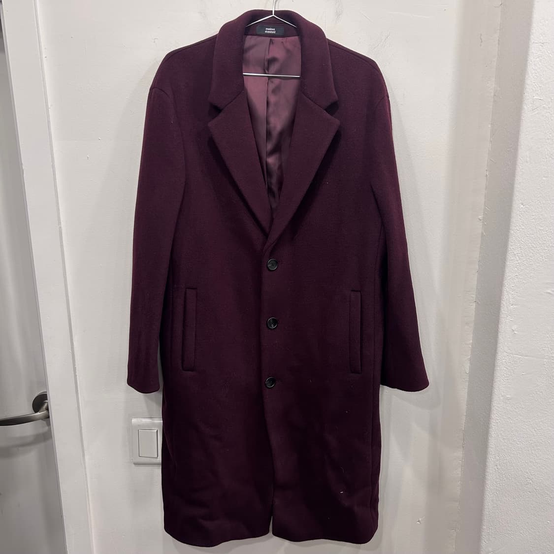 무신사스탠다드 케시미어블랜드 버건디 롱코트 상품이미지2