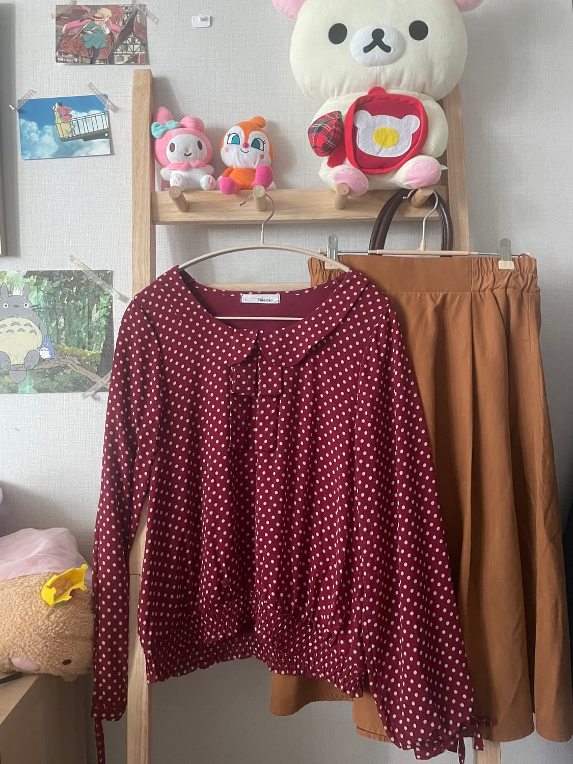 모리걸 빈티지 도트 블라우스 가디건 set ♥️🧡 상품이미지2