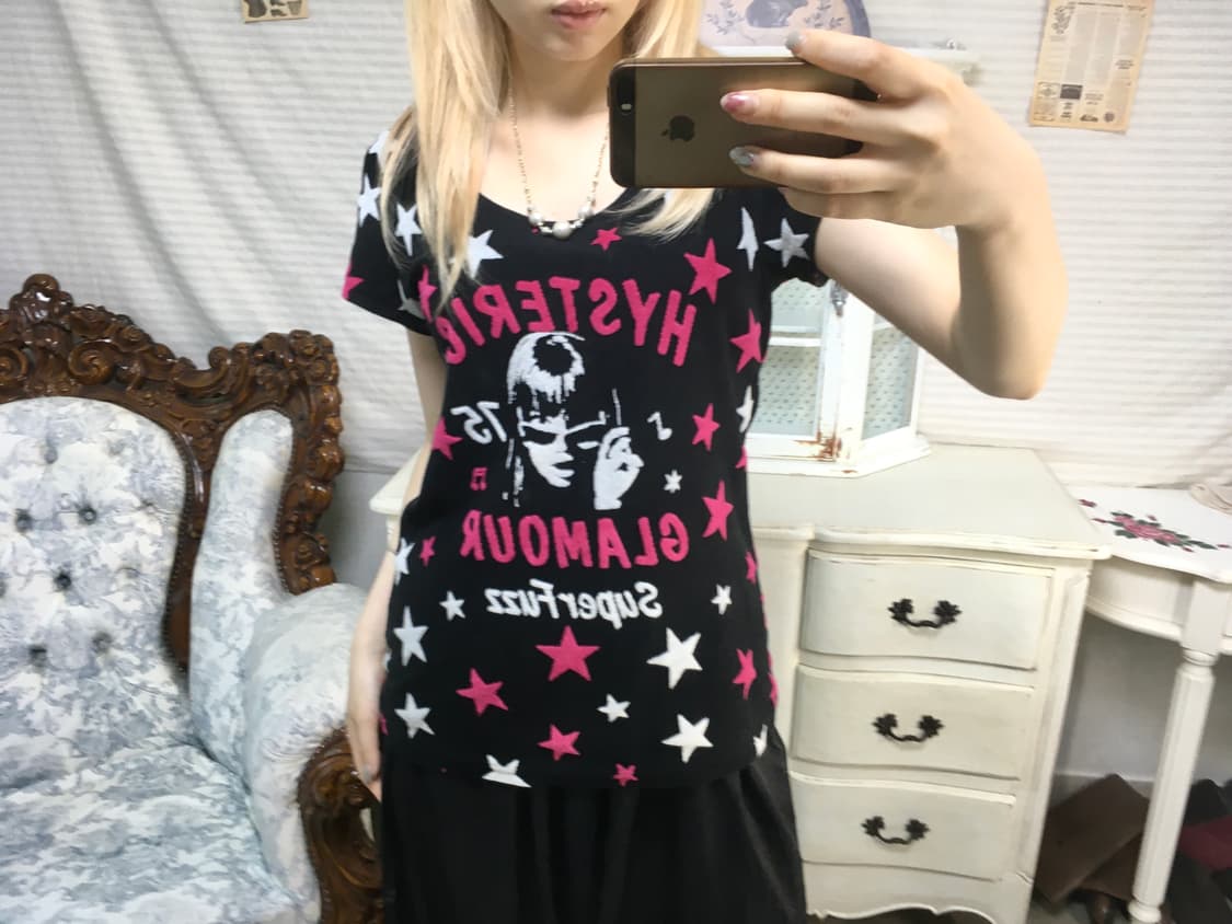 hysteric glamour 히스테릭글래머 히스걸 별 패치 태리 반팔 상품이미지7