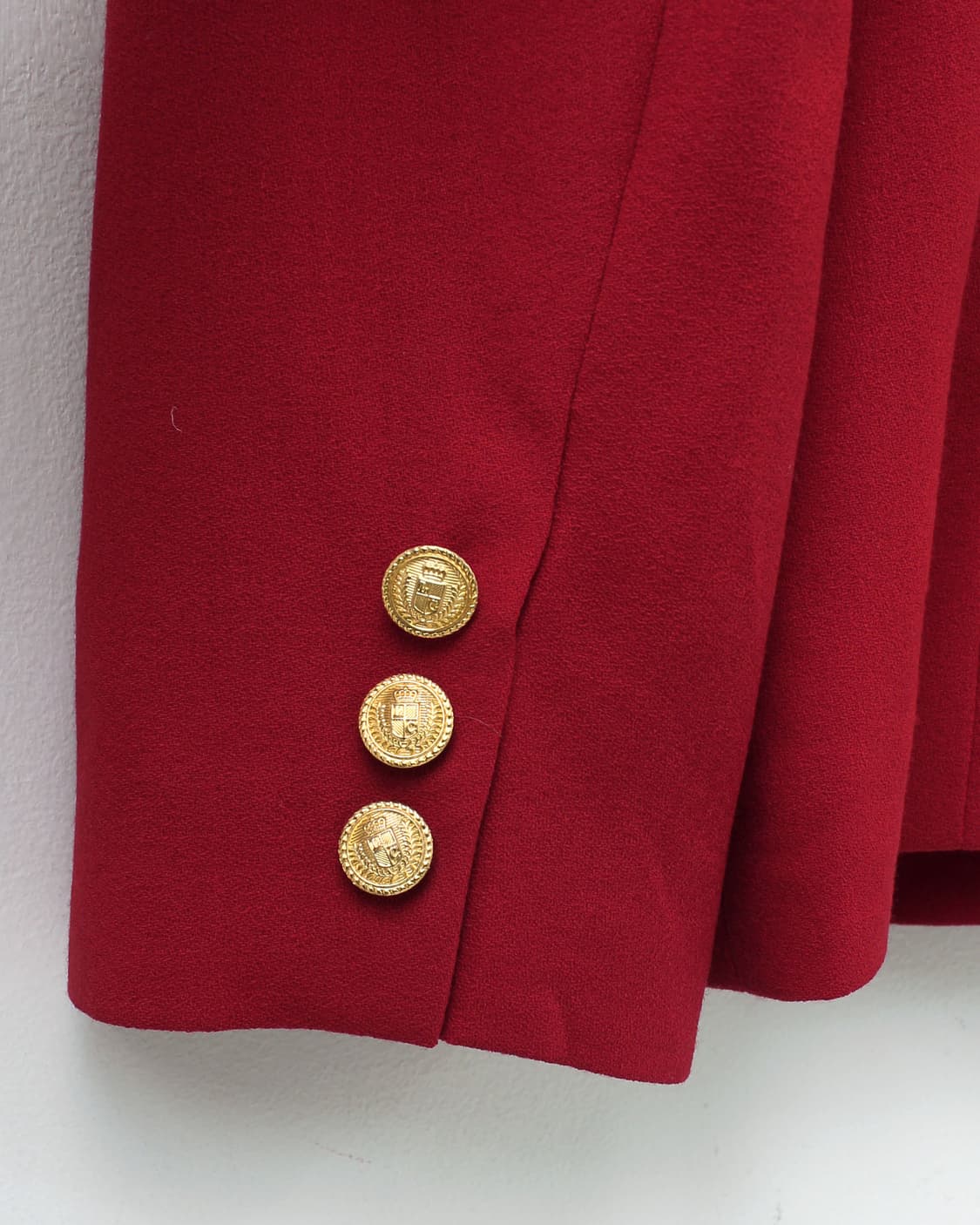 일본 빈티지 레드 써머 울 골드 더블버튼 자켓 미디 스커트 셋업 세트 상품이미지7