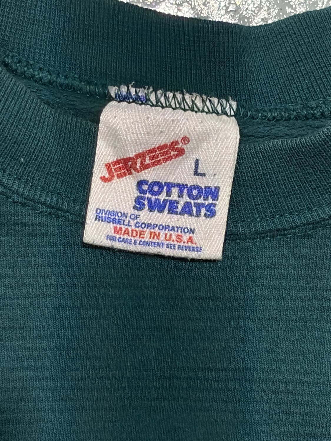 90s USA Jerzees(저지스) 러셀 청록색 스웻셔츠 상품이미지3