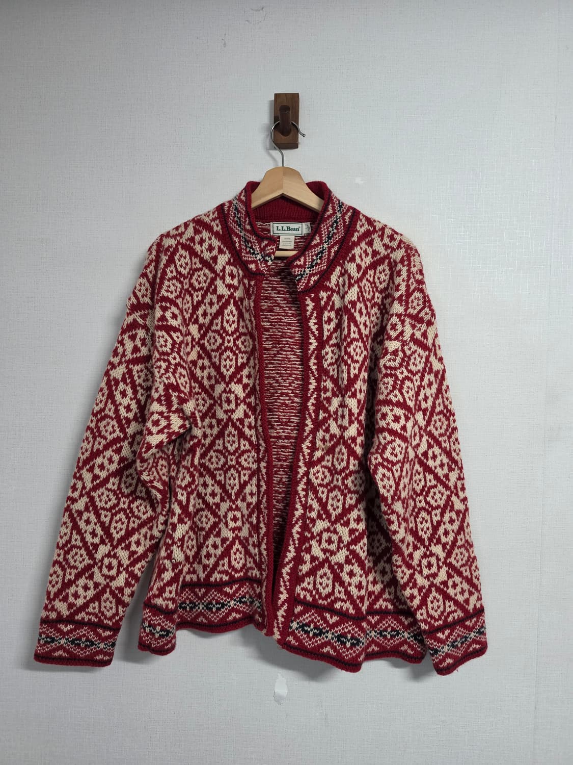 80-90년대 미국 생산 엘엘빈 노르딕 니트 가디건 L 상품이미지1