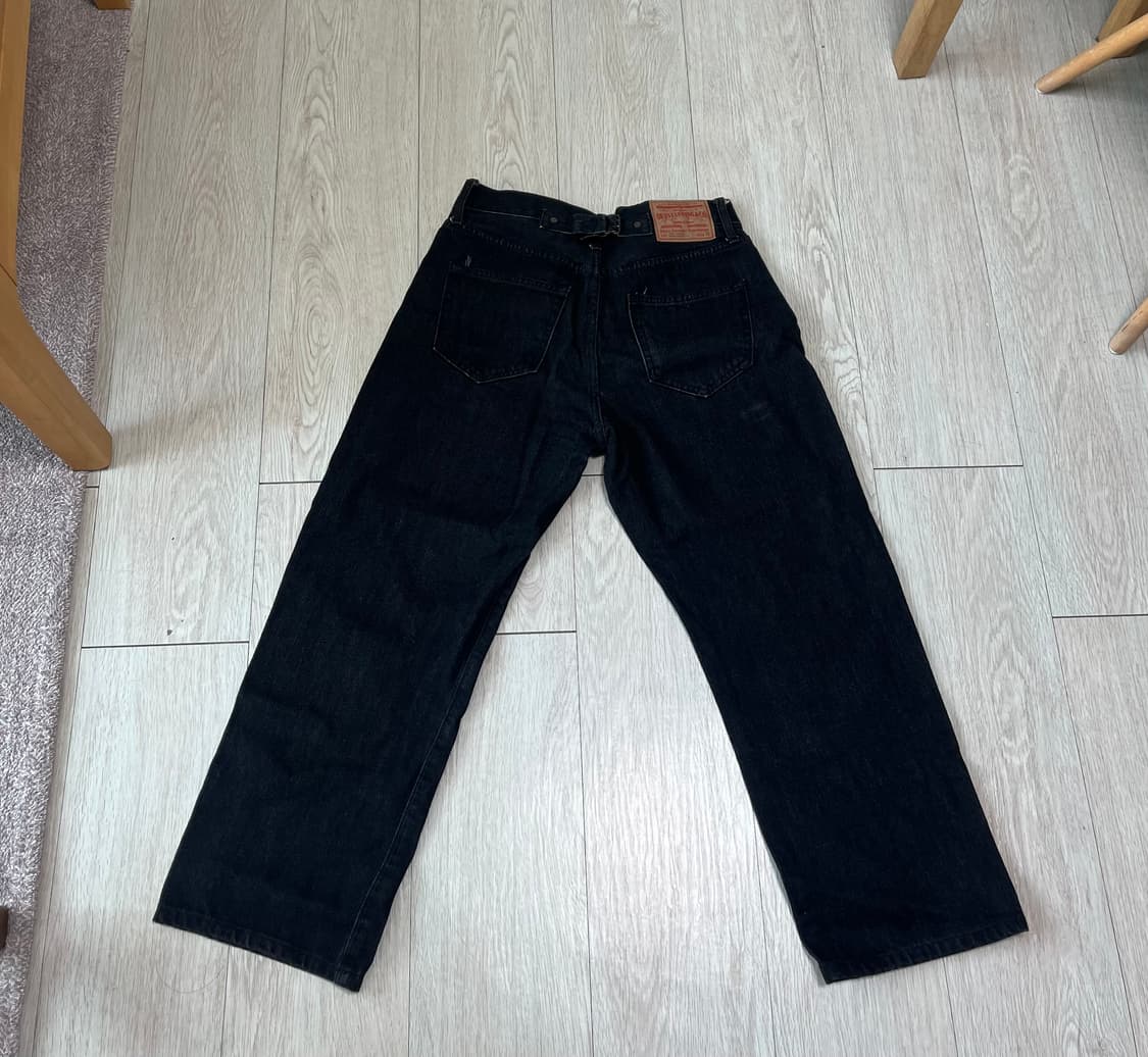 아웃스탠딩 30‘s 신치백 셀비지 와이드 블랙 데님 (30) 상품이미지4