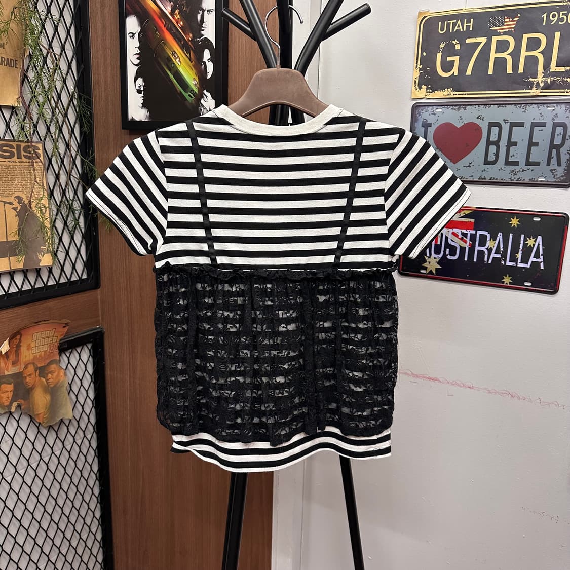 Black Striped Bustier T-Shirt 상품이미지2