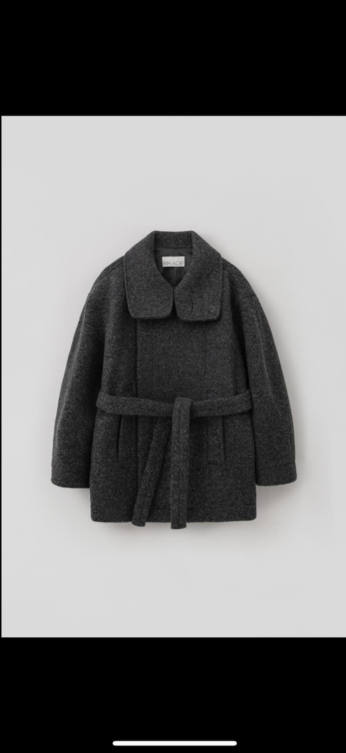 rrace 레이스 퍼넬넥 하프 코트 차콜 상품이미지1