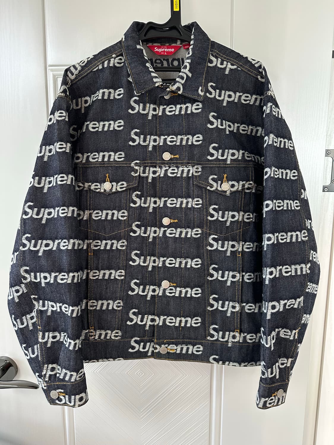 슈프림 자카드 로고 데님 셋업  (자켓/팬츠) 상품이미지6