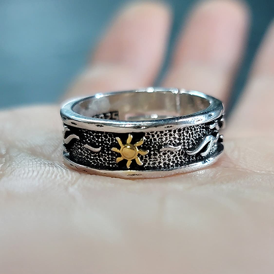 Serion 실버 남자 엔틱 빈티지 명품 고대 태양 반지 상품이미지5