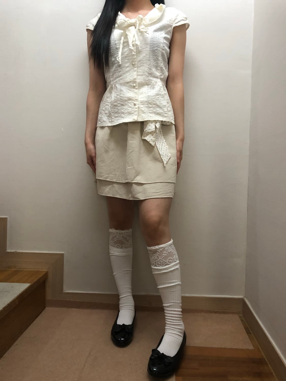 빈티지 베이지 프릴 미니 스커트 상품이미지6