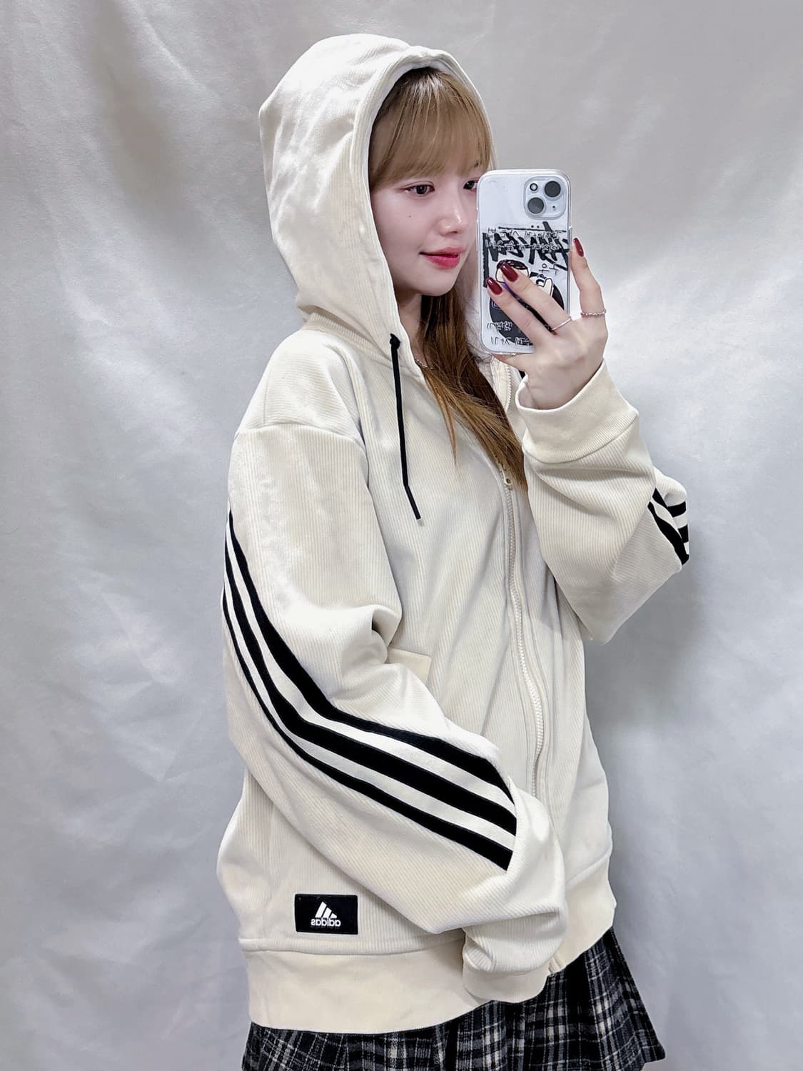 아디다스 코듀료이 아이보리 삼선 후드집업  상품이미지1