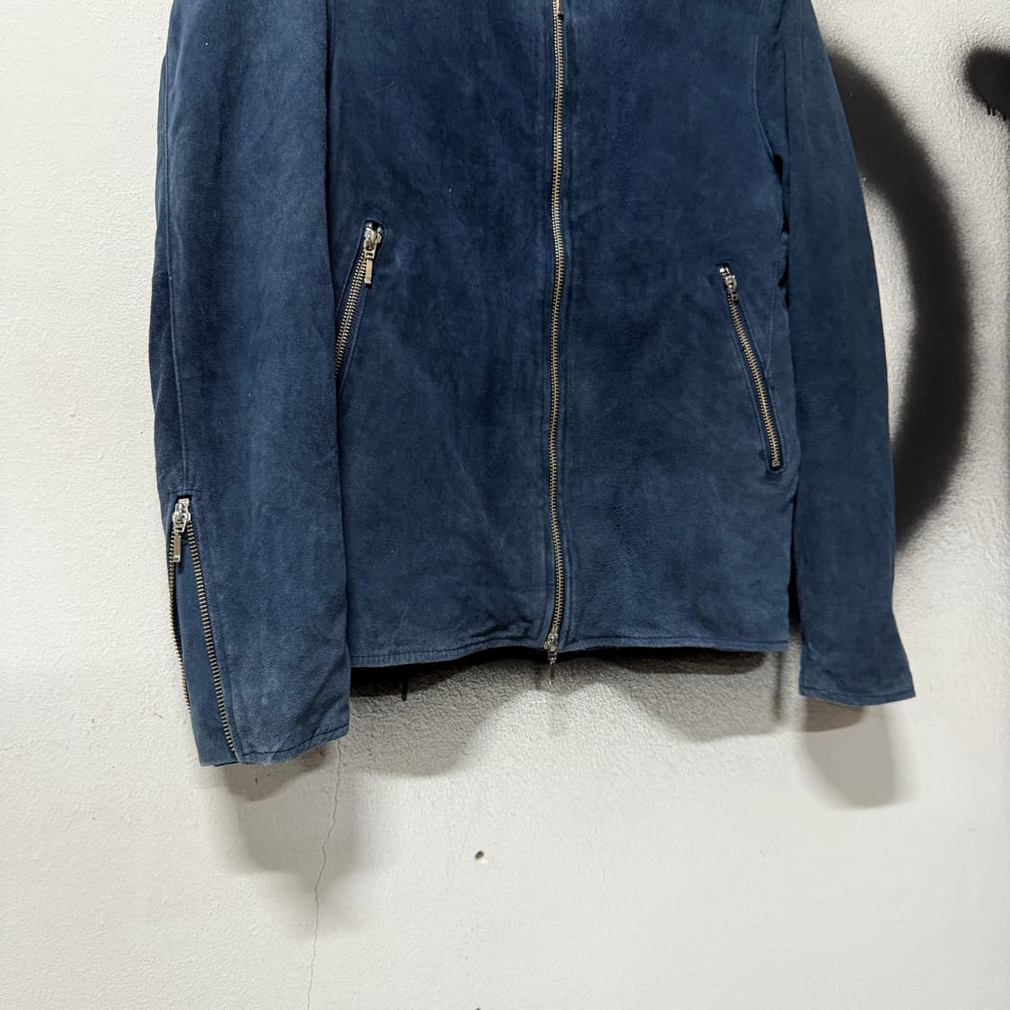 VTG 빈티지 염소 가죽 스웨이드 오픈카라 집업 자켓 상품이미지4