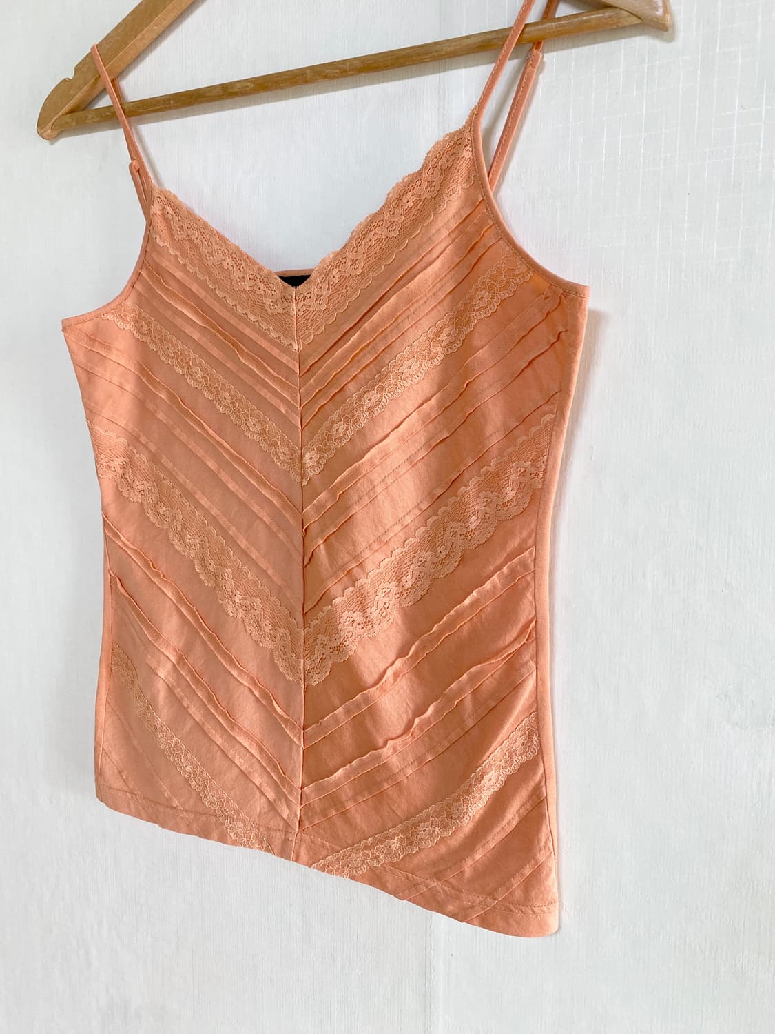 Peach Cotton Lace V-Neck Tank 상품이미지3
