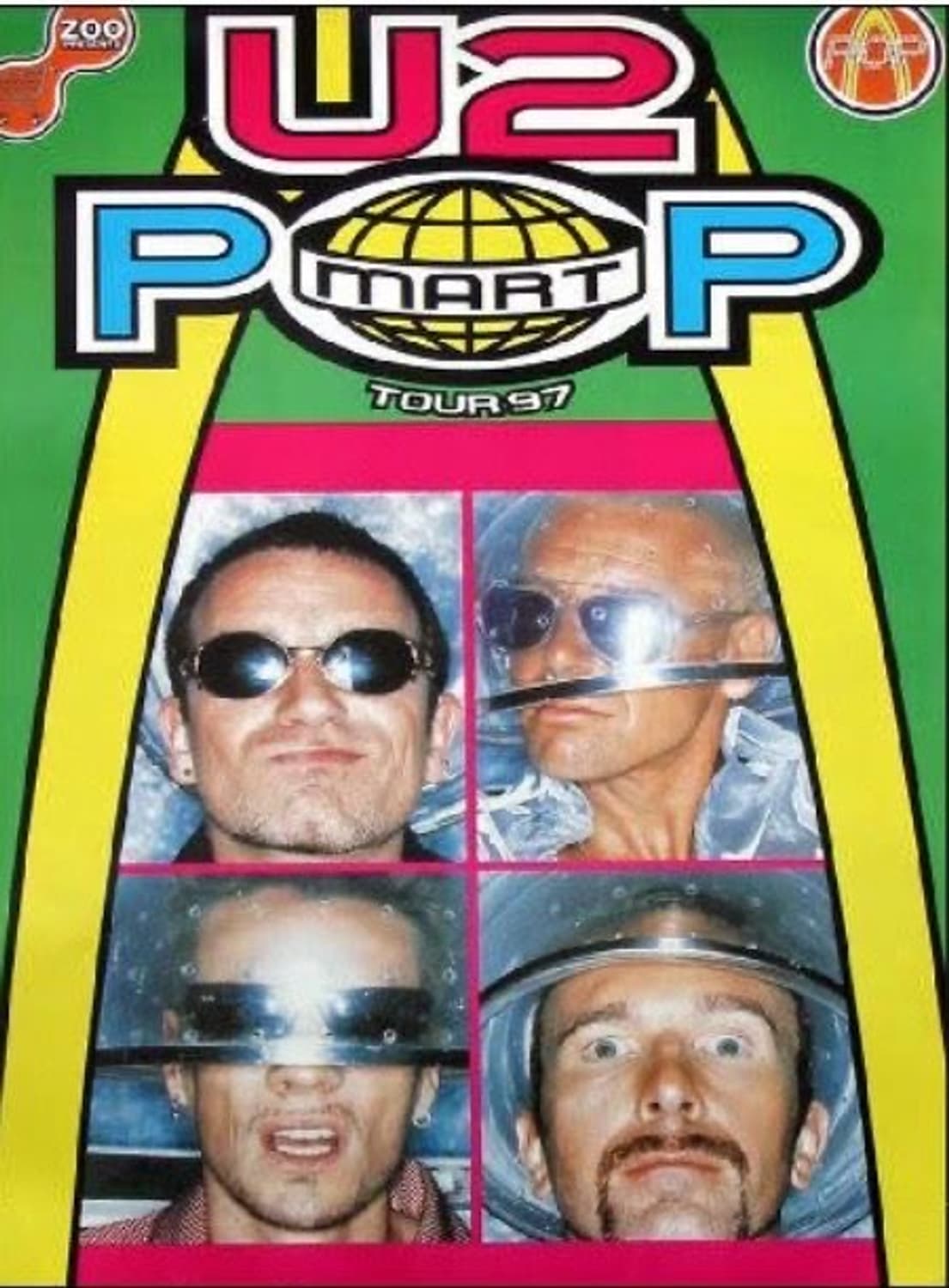 90s U2 pop mart tour og green t-shirt 상품이미지9