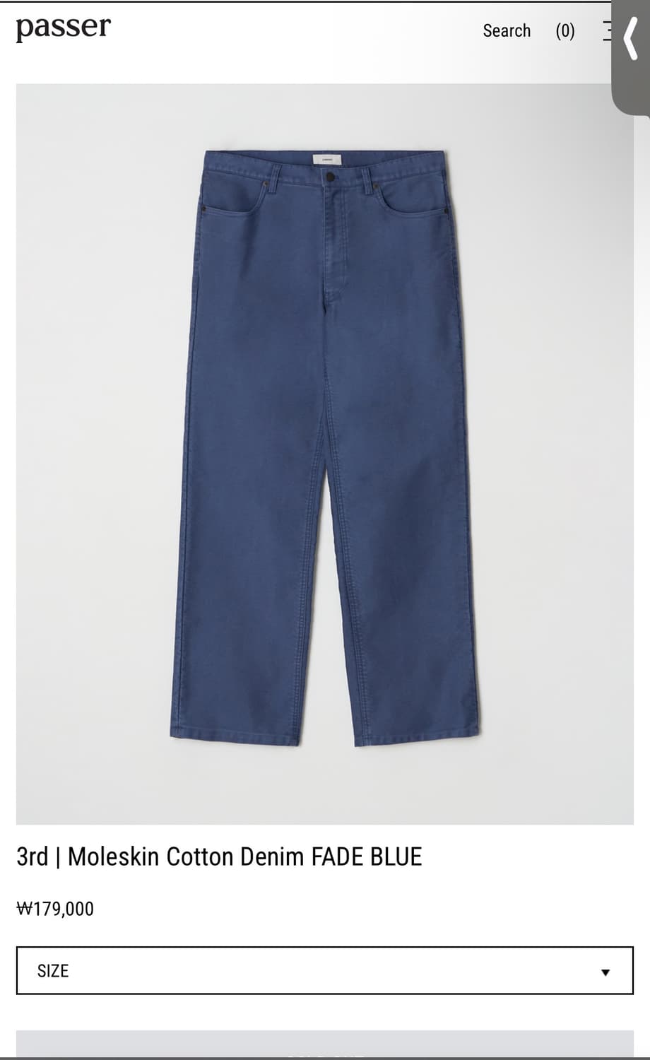 파세르 몰스킨 데님 블루 라지 사이즈 상품이미지1