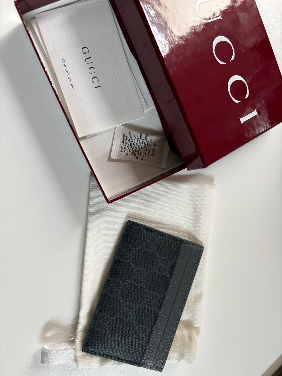 미사용 새상품) 구찌 그레이 트리밍 GG 카드지갑 상품이미지2