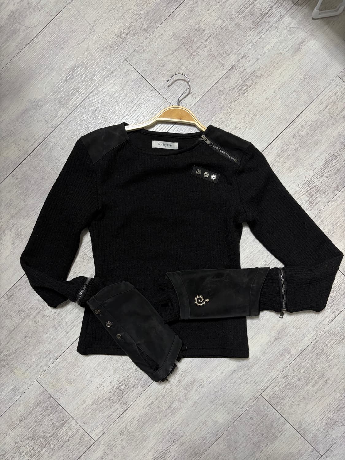bonienkiye Detachable Zipper Leather Top 상품이미지8