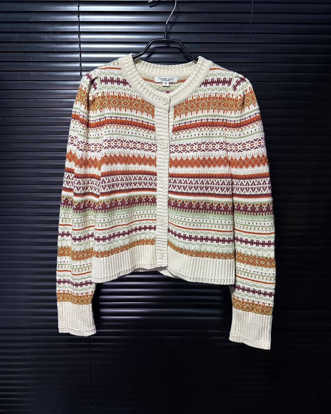 썰스데이 아일랜드 눈꽃 자가드 노르딕 코위찬 울 가디건 웨스턴 에스닉 S 상품이미지4