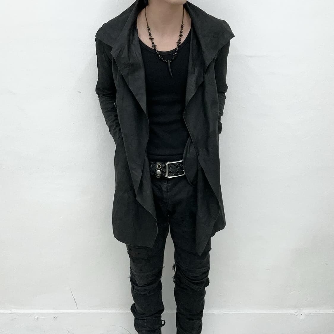 Asymmetry drape sheepskin leather jacket 상품이미지3