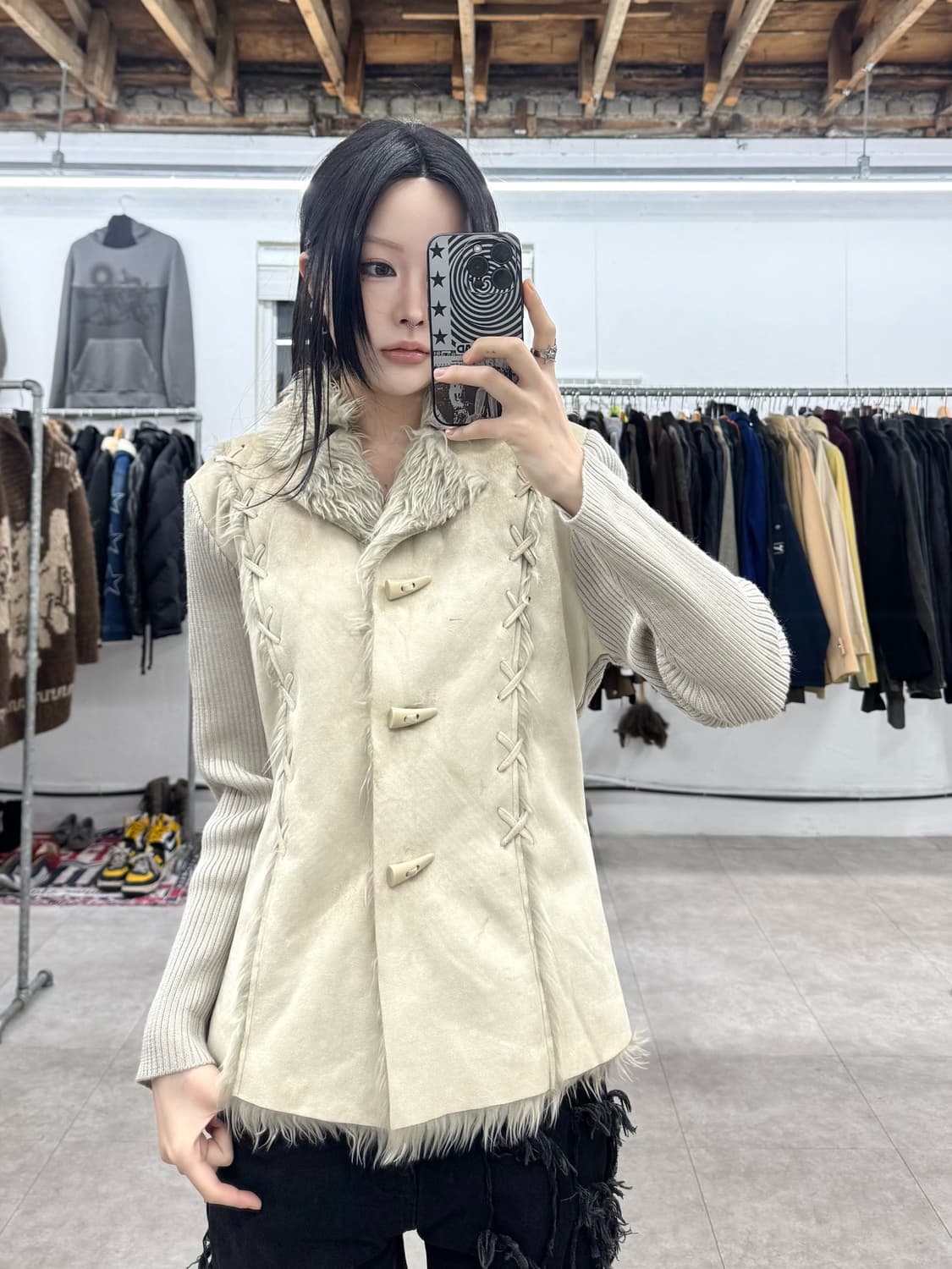 La pastel 퍼 트리밍 니트 자켓 상품이미지10