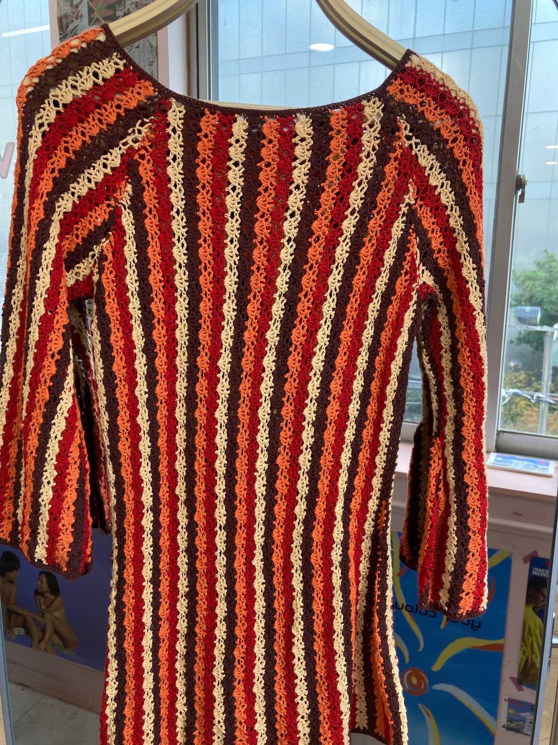 브라운 배색 스트라이프 뜨개 니트 상품이미지6