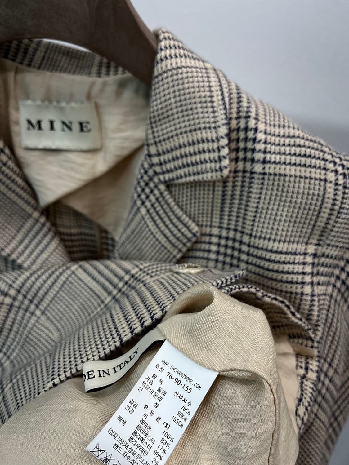 여) 마인 체크 린넨 크롭자켓 상품이미지6