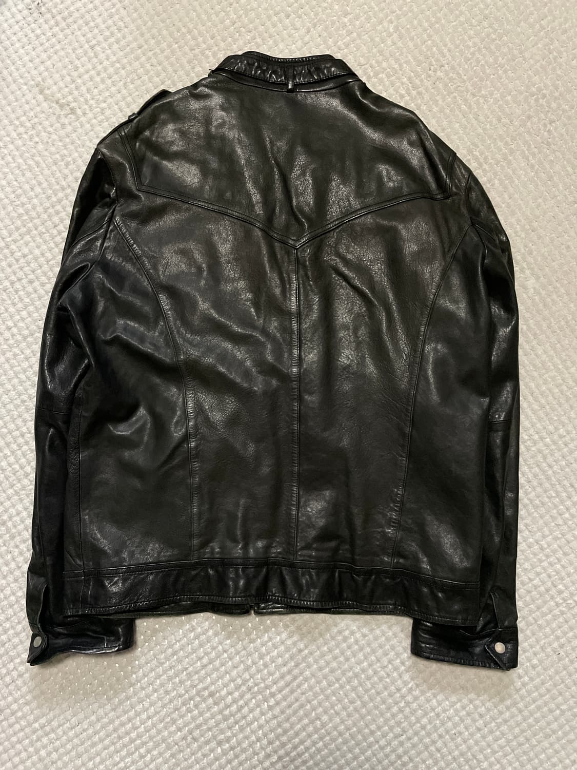 웨스컨 무드 램스킨 양가죽 절개 포켓 레더 자켓 상품이미지2