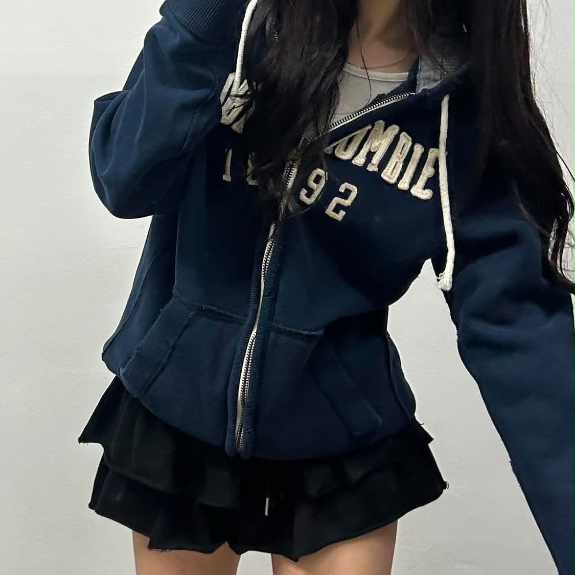 아베크롬비 y2k 블랙 대대장 후드집업 희귀져지(L) 상품이미지2