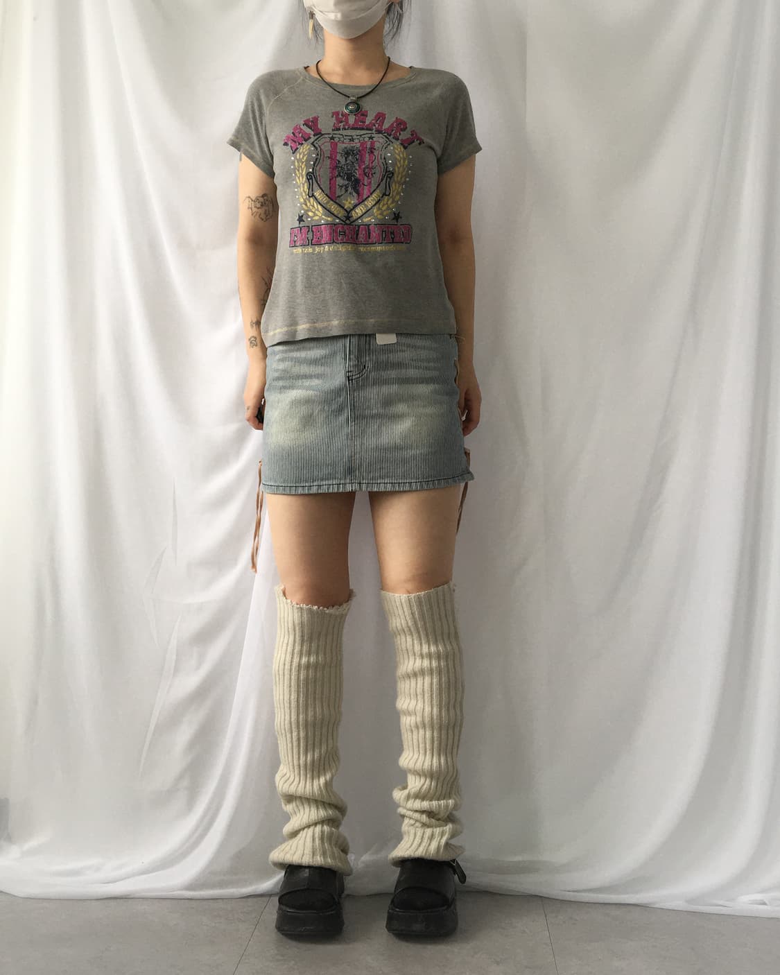 Side lace up point stripe pattern mini s 상품이미지5