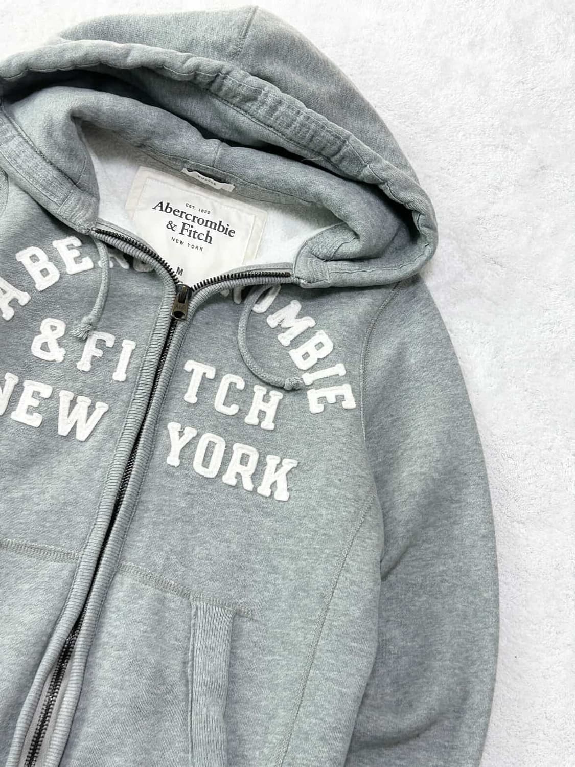 아베크롬비 빅로고 그레이 헤비스웻 후드집업 상품이미지6