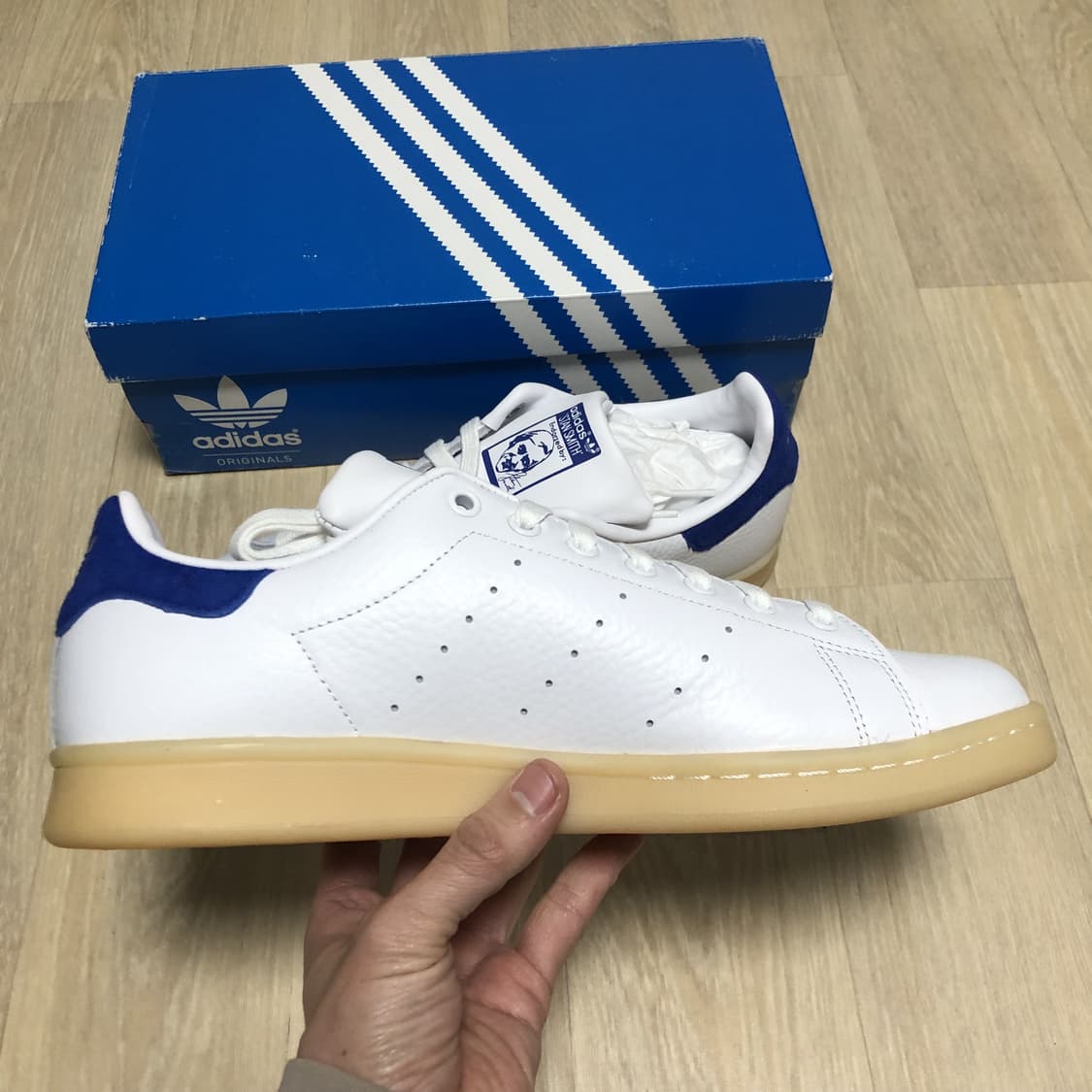 (280) 새상품 아디다스 adidas 스탠스미스 화이트 리얼레더 블루 상품이미지2