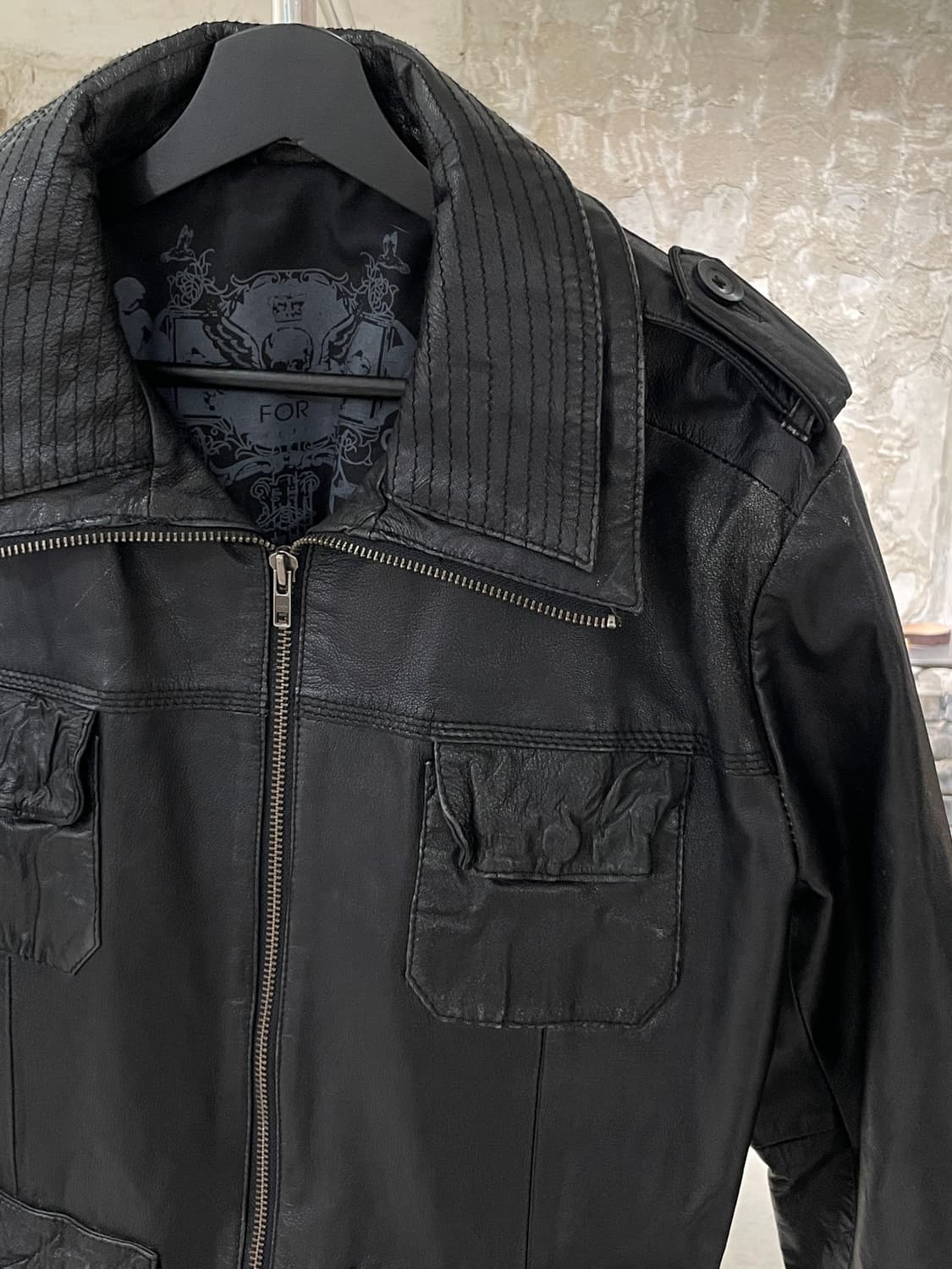 굿소울 블랙 멀티 포켓 레더 자켓 상품이미지3